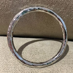 Heavy Slip On Hammered Sterling Silver Solid Weighted Bangle